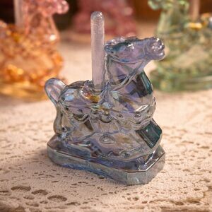 Boyd Glass Iridescent Blue Carousel Horse Figurine. (Blue Horse Only)